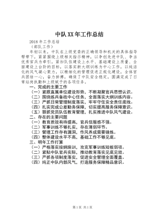 中队XX年工作总结