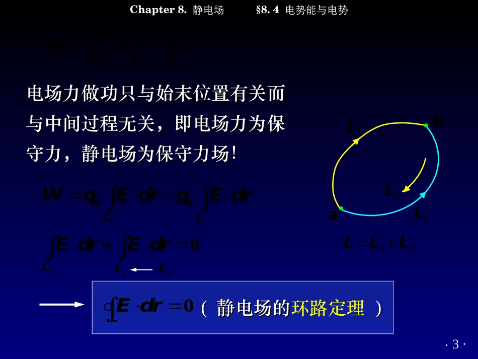南京邮电大学 大学物理 上 §8.4 电势能与电势_第3页