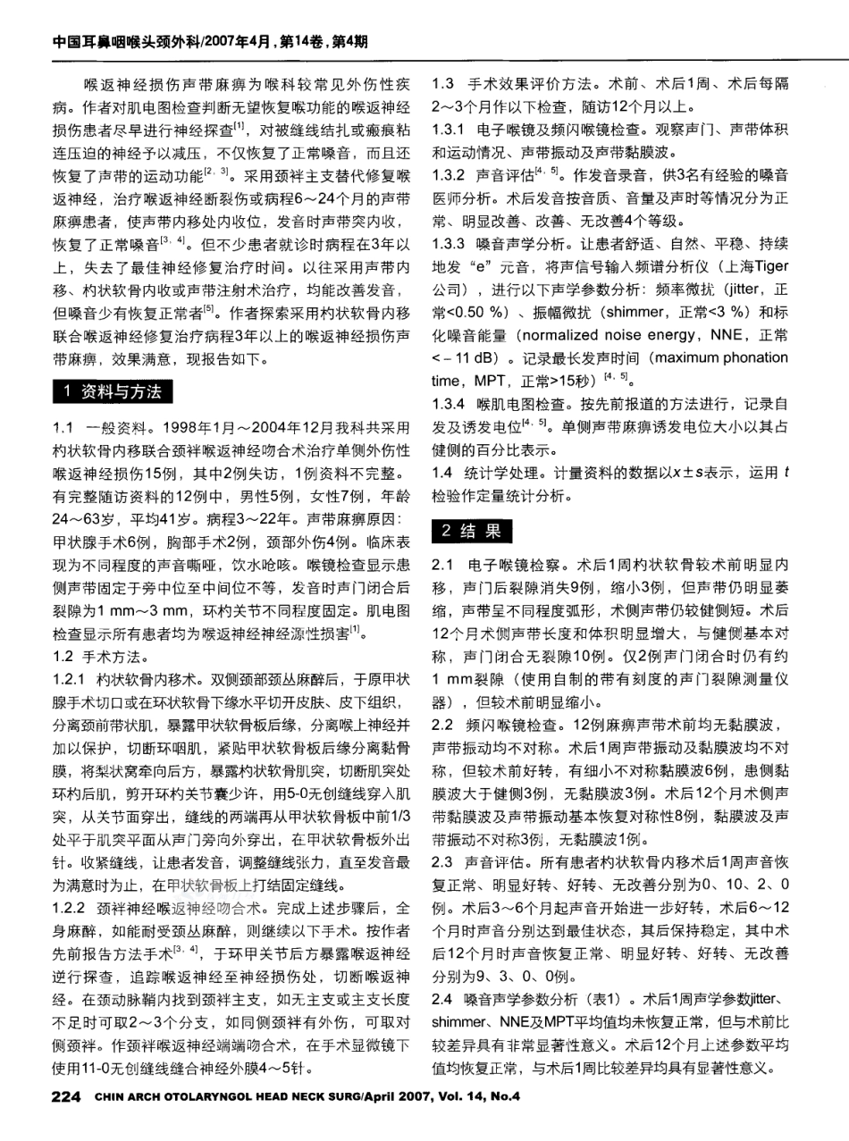 杓状软骨内移联合喉返神经修复术治疗单侧声带麻痹_第2页