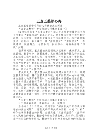 五查五整顿心得 