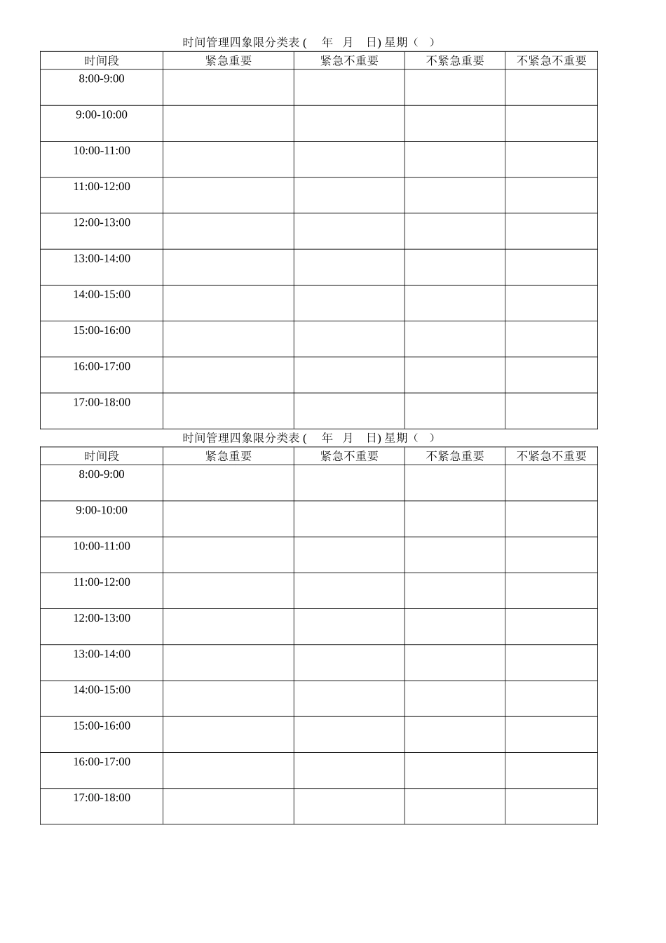 时间管理四象限分类表_第2页