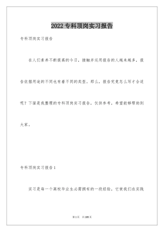 2024专科顶岗实习报告