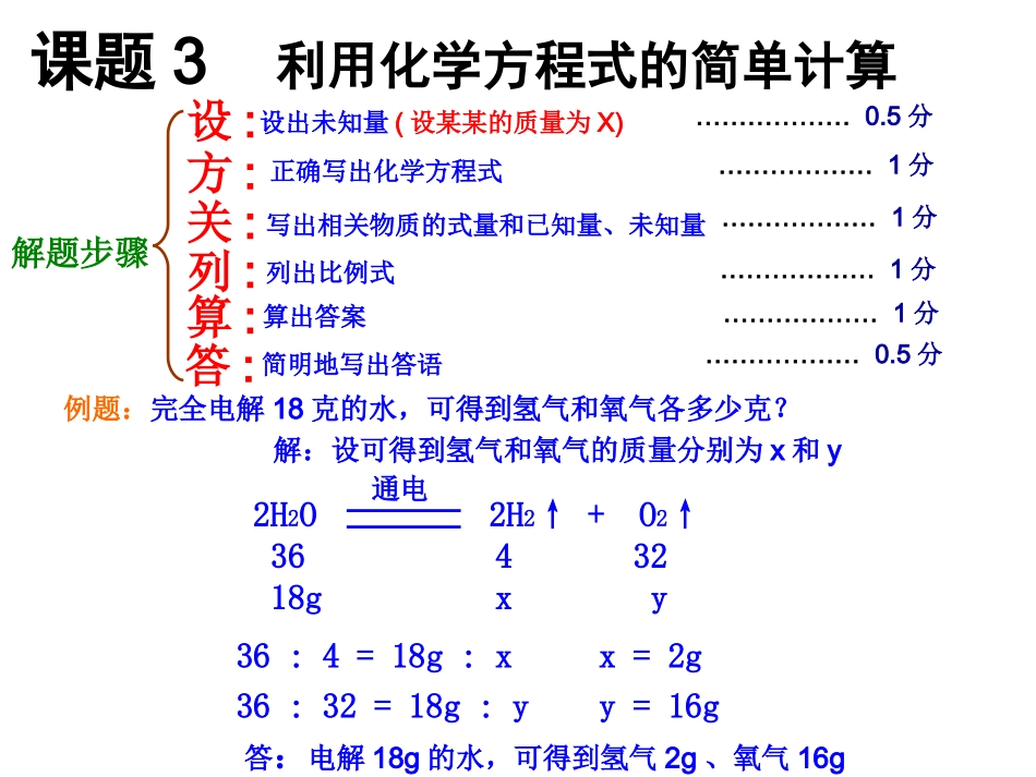 课题3利用化学方程式的简单计算_第1页