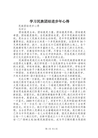 学习民族团结进步年心得 