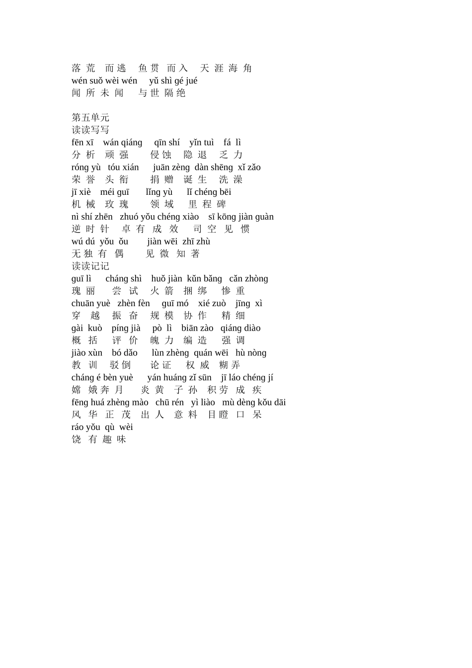 人教版小学语文六年级下册词语盘点_第3页