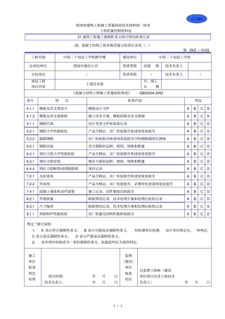 C1003混凝土结构工程各规范强文检查记录表一