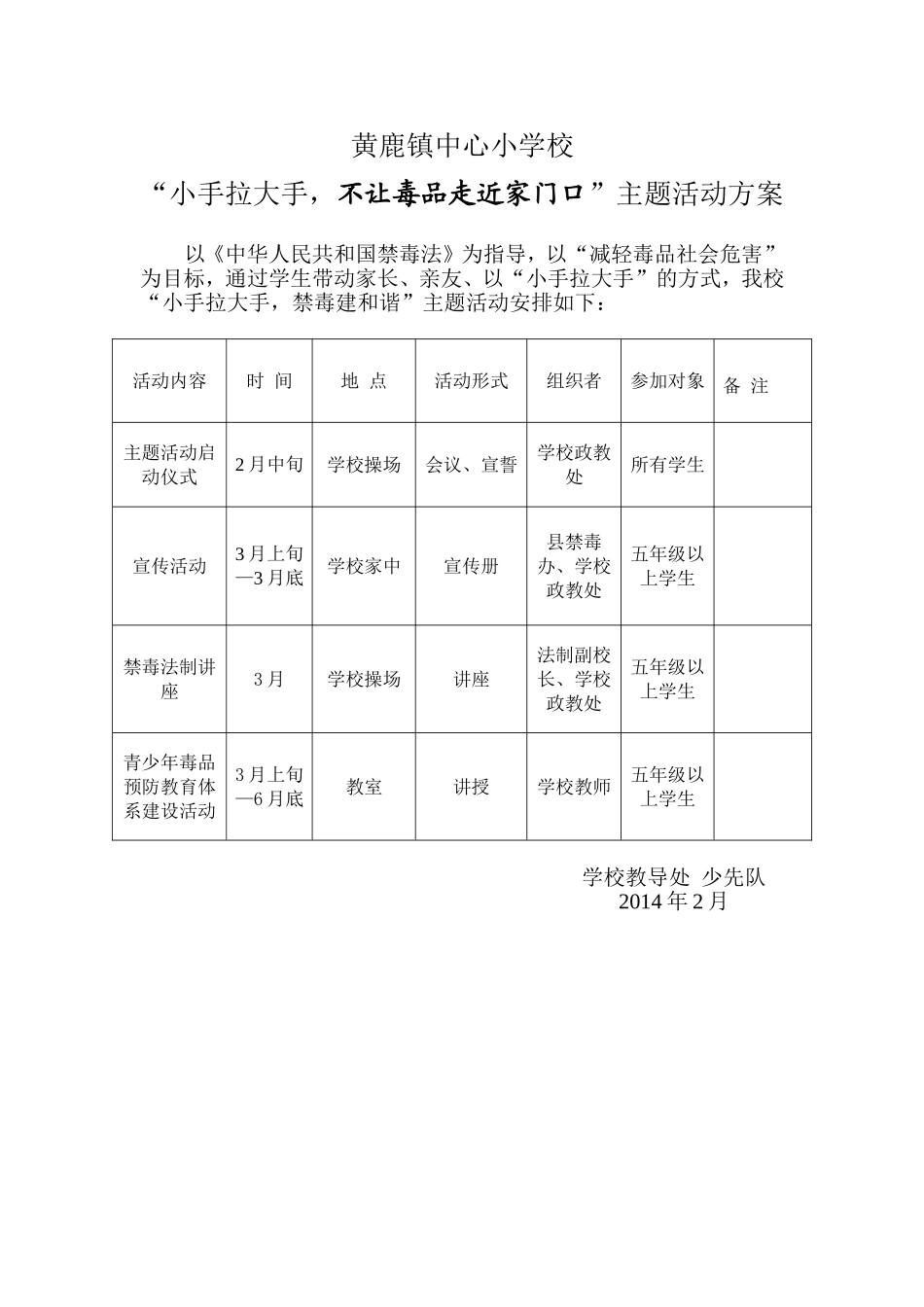 禁毒活动方案_第1页