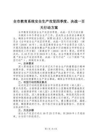 全市教育系统安全生产攻坚四季度、决战一百天行动方案