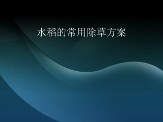 水稻常用除草方案