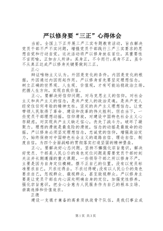 严以修身要“三正”心得体会 