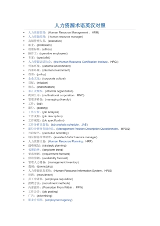 人力资源术语中英对照