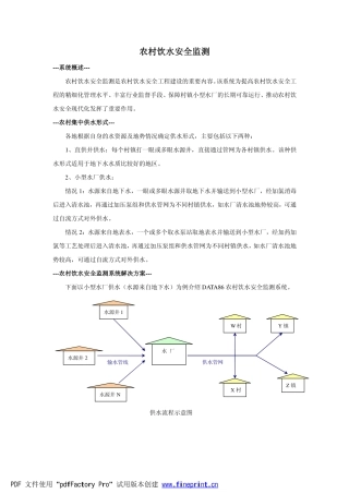 农村饮水安全监测