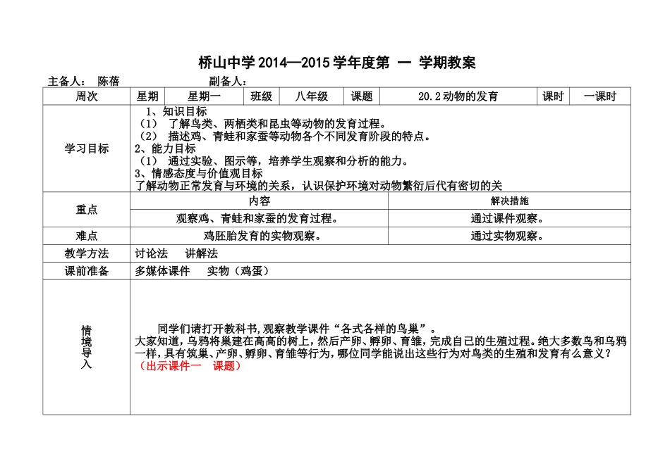 陈蓓八年级生物上册（202）教案_第1页