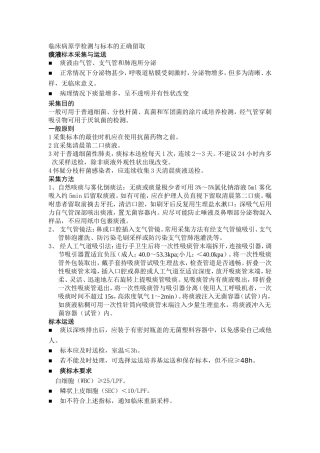 临床病原学检测与标本的正确留取