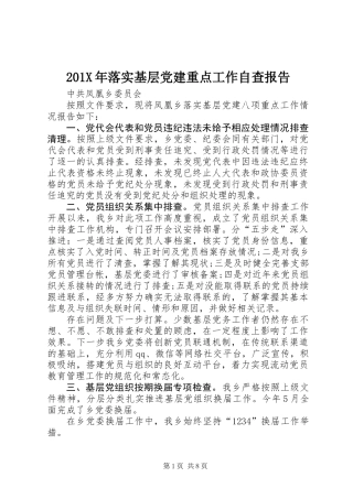 201X年落实基层党建重点工作自查报告