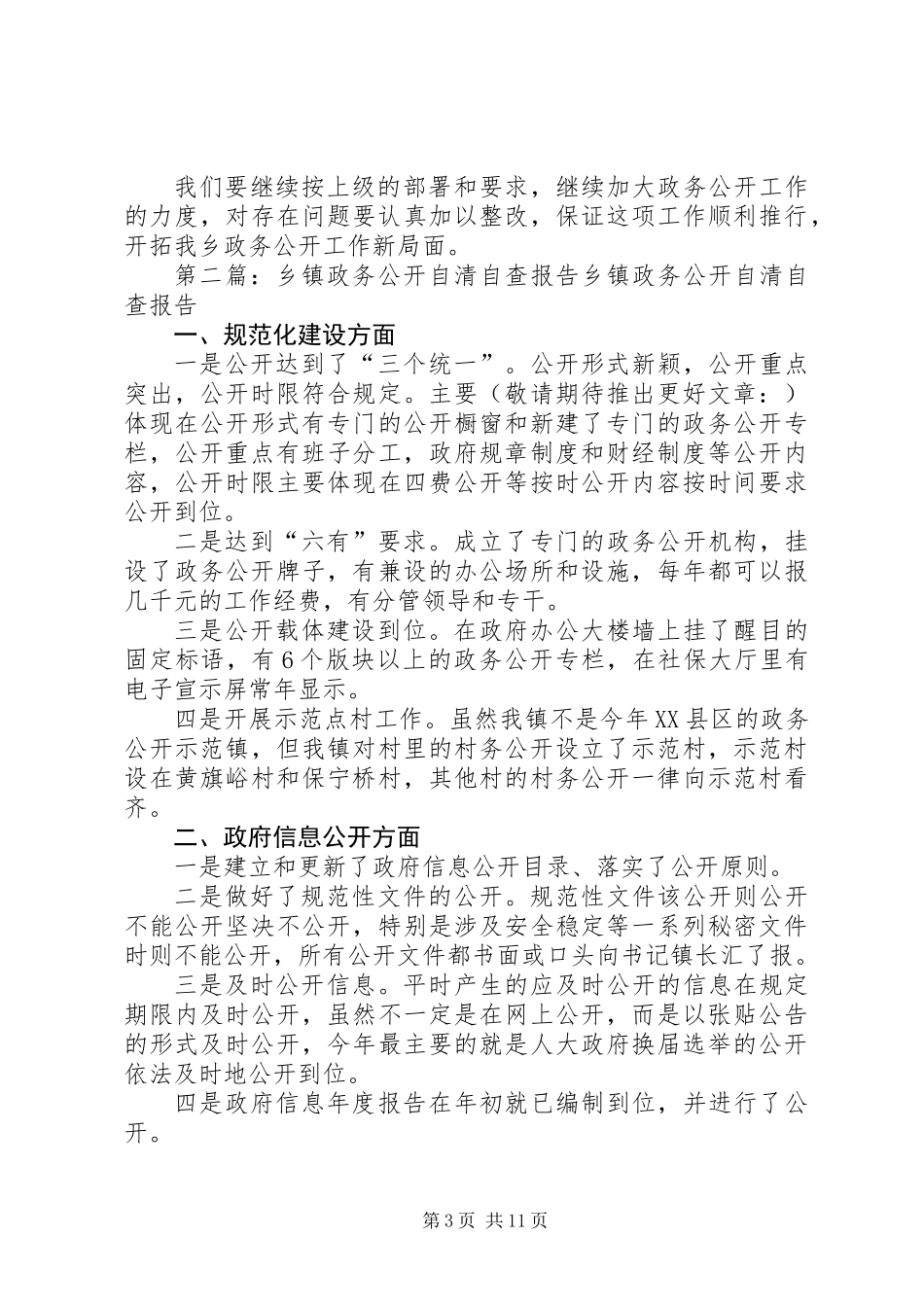 乡镇政务公开自查报告_第3页