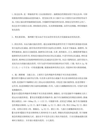 脑病科常用药物