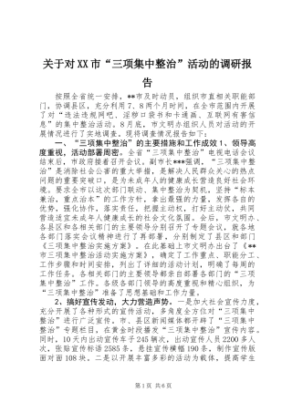 关于对XX市“三项集中整治”活动的调研报告 (2)