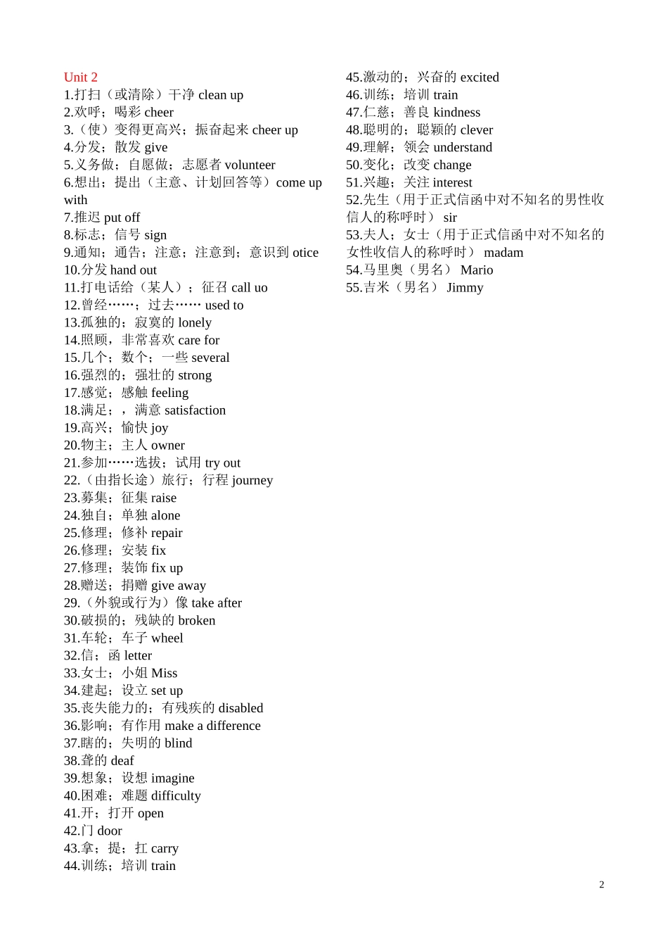 每课一页2014年人教版八年级下册英语单词表_第2页