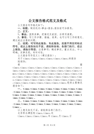 公文报告格式范文及格式