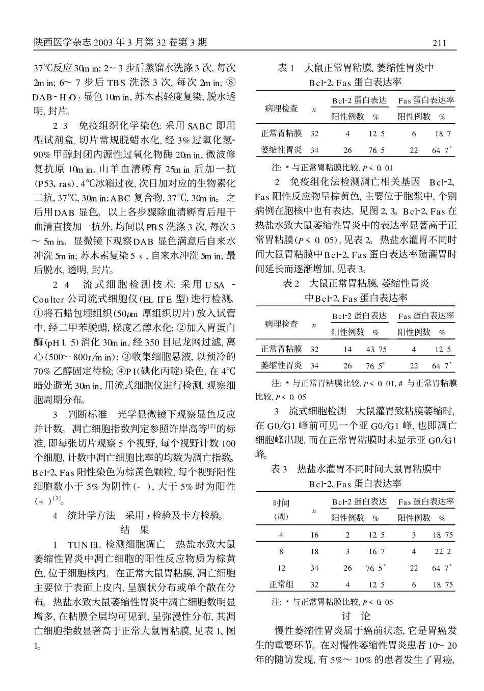 热盐水致大鼠萎缩性胃炎胃粘膜组织细胞凋亡_第2页