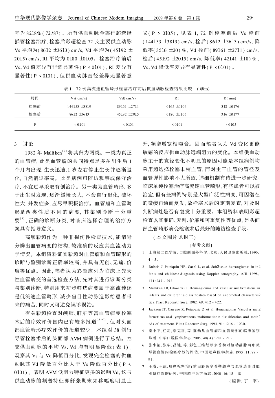论著彩色多普勒超声在头面部血管瘤和血管畸形诊断分类与疗效评价中的应用_第3页