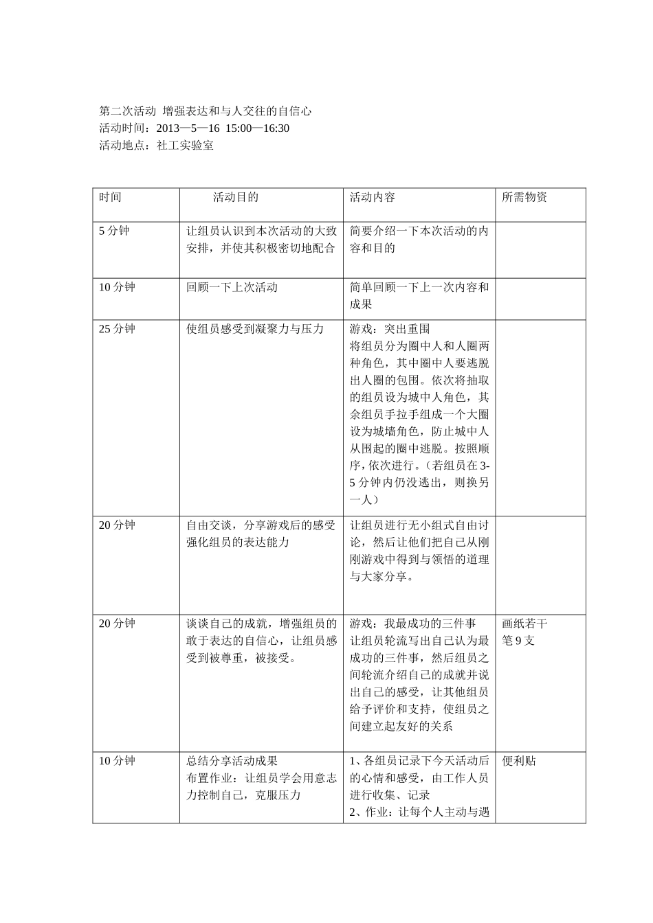 社会工作小组活动计划_第2页