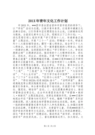201X年青年文化工作计划