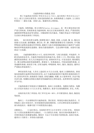 犬瘟热和细小的描述