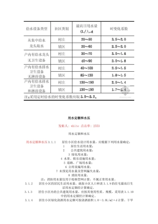 农村用水定额(参考)