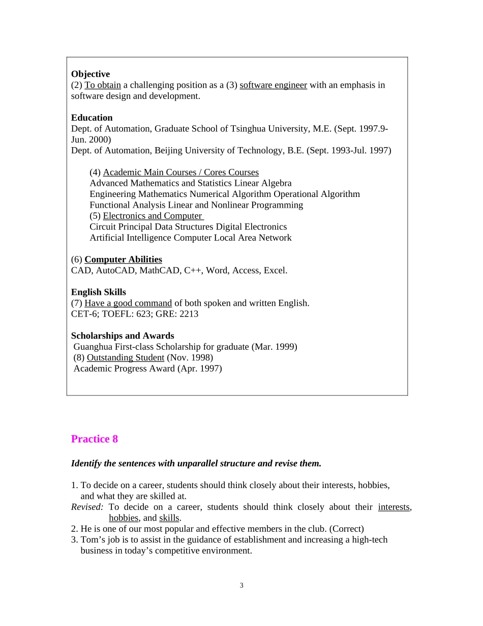 世纪商务英语写作第三版Lesson 10 Resumes_第3页