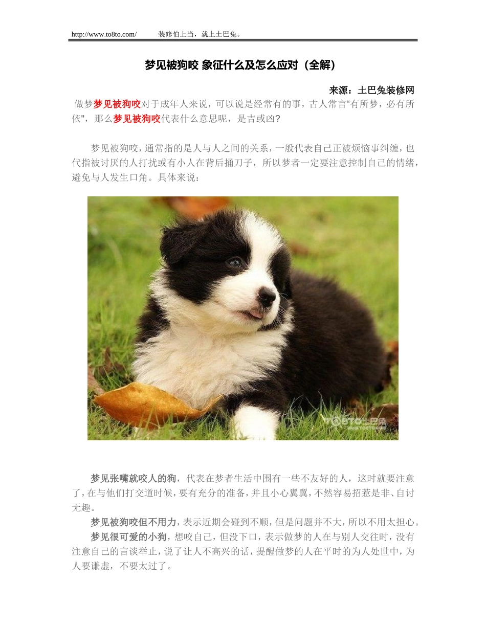 梦见被狗咬 象征什么及怎么应对(全解)_第1页
