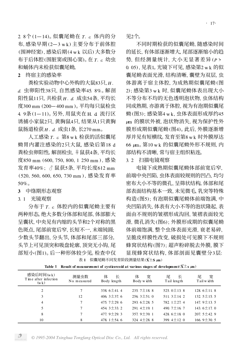 缩小膜壳绦虫动物模型的建立及其似囊尾蚴的形态_第2页