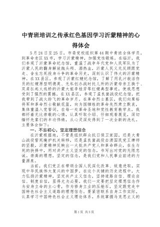 中青班培训之传承红色基因学习沂蒙精神的心得体会