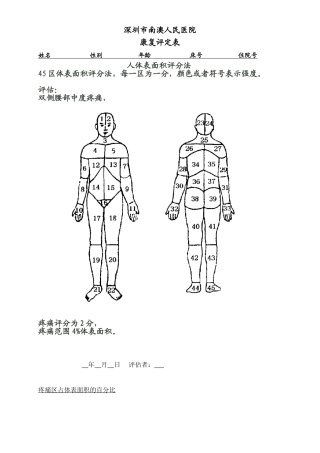 人体表面积评分法