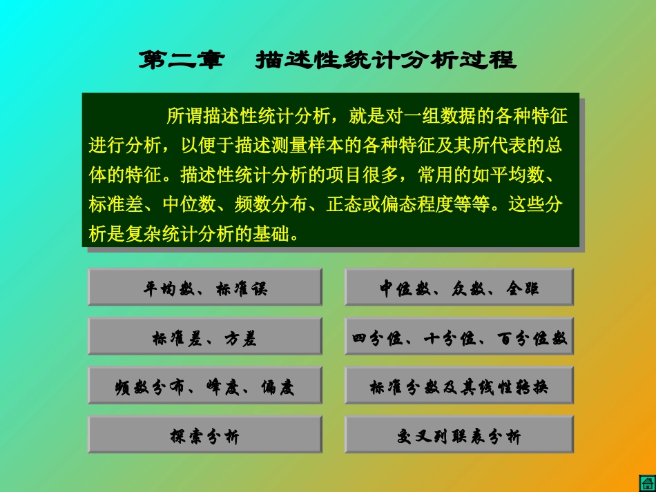 所谓描述性统计分析,就是对一组数据的各种特征进行分析,..._第1页