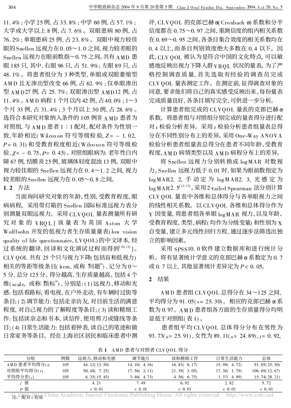 老年性黄斑变性对生存质量的影响_邹海东_第2页