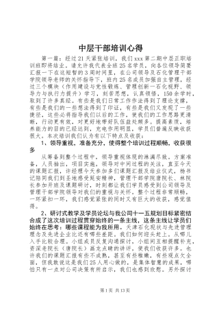 中层干部培训心得