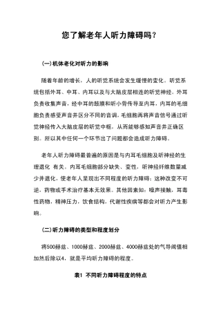 您了解老年人听力障碍吗
