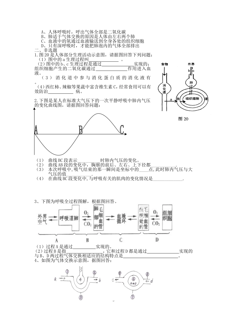 人的生活需要空气测试题_第3页