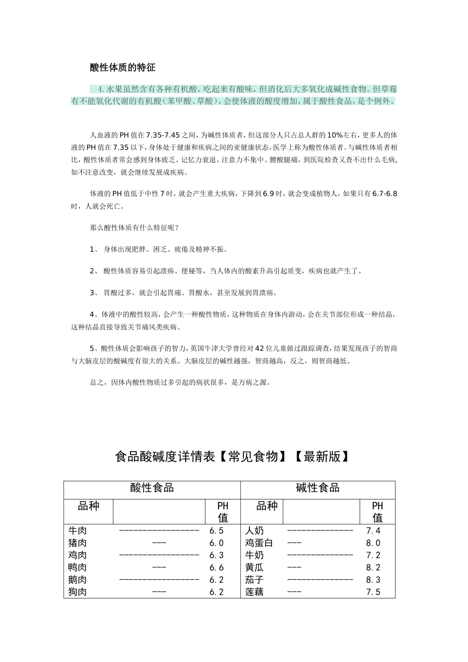 食品酸碱度表(最新修正)-碱性食物-酸性食物_第1页