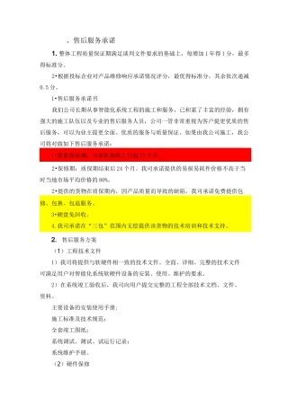 售后服务和备品备件