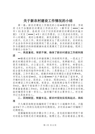 关于新农村建设工作情况的小结 (2)