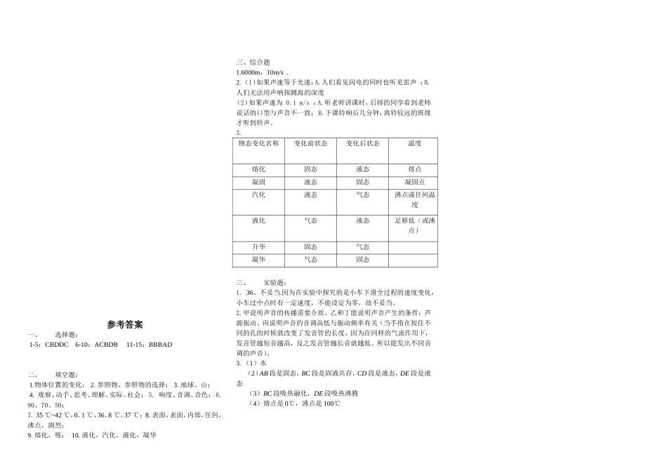 2012新人教版八年级物理上期中试卷_第3页