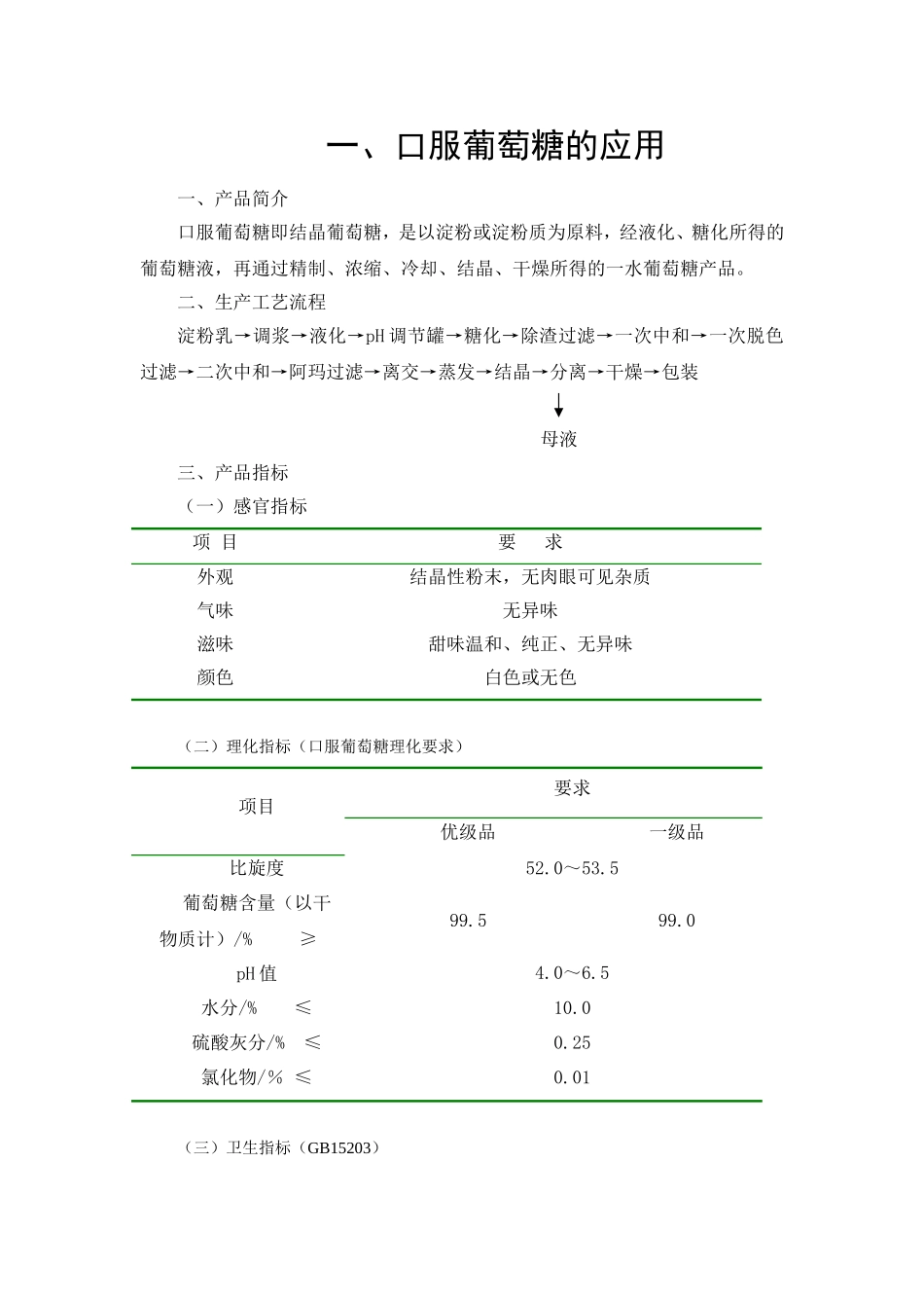 葡萄糖产品介绍及应用_第1页