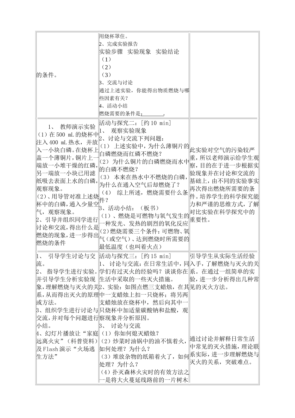 九年级化学《燃烧和灭火》教学设计_第2页