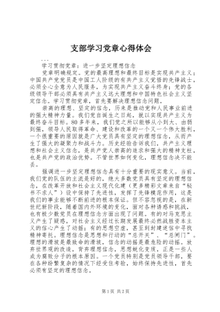 支部学习党章心得体会 