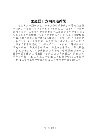 主题团日方案评选结果