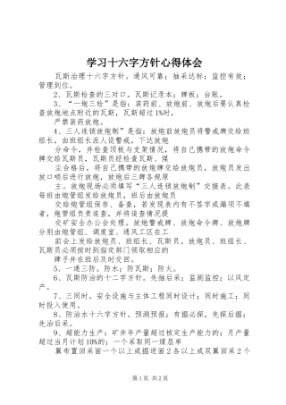 学习十六字方针心得体会 