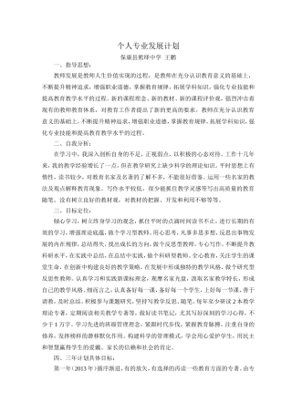 教师专业发展计划(王鹏）